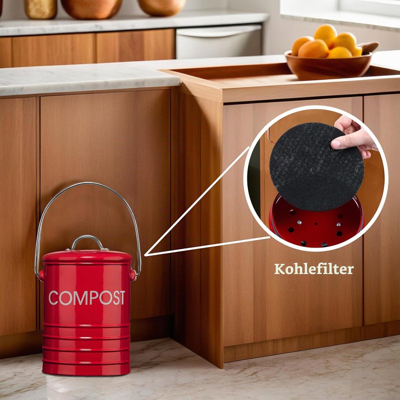 Premier Housewares 0510018 Compost Bin with Handle Diameter 14 x