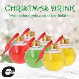 Pack of 6 Christmas Tree Baubles 100 ml for Filling Christmas Baubles Plastic Christmas Tree Decorations Unbreakable Shatterproof