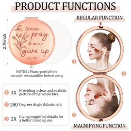 GlikCeil 12 Pcs Christian Bible Verse Gifts for Women Makeup Compact Mirrors Bulk Inspirational Religious Christian Gift Pocket Mirror for Coworker Teacher Employees Travel Church Scripture Party Gift