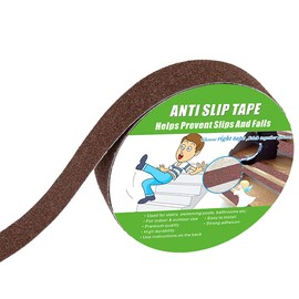 Yorwe Anti Slip Tape, High Traction,Strong Grip Abrasive, Not Easy Leaving Adhesive Residue, Indoor & Outdoor (1" Width x 190" Long, Brown)