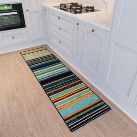 Ottomanson Hallway Runner Rug 1'10" x 7' Non Slip Striped Area Rugs Easy to Clean Laundry Rug Runner Durable & Pet Friendly Floor Carpet Runners for Hallways Entryway Living Room Kitchen, Multicolor