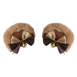 Samcos Bear Ears Animal Ears Beast Ears Kemonomimi with Bell Ear Pin Hair Ornament Headband Head Dress Hair Clip Pin Moe Cosplay Lolita Accessory Cute Party Supplies Halloween (Brown)