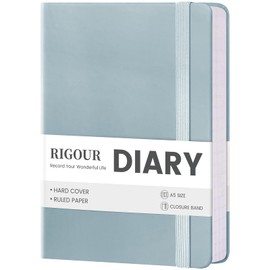 Rigour Journal Notebook with 400 Pages Academic Diary A5 Memo Daily Planner Hardcover Line Ruled Journal for Women Men, Scheduler Daily Planner for Home Office School Diary Travel Gift Birthday (Blue)