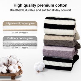 MOUNTRIPLE.QUEEN Womens Striped Crew Socks Athletic Cute Cotton Calf Socks for Running, Hiking, Tennis & Work (4Pairs)