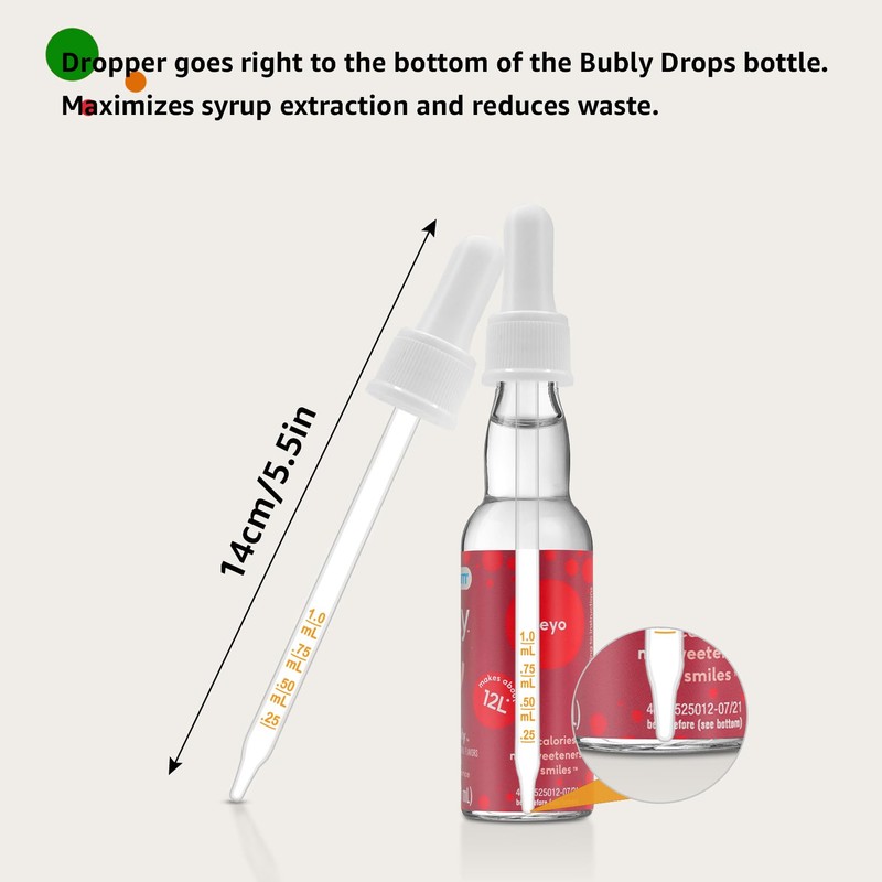 Glass Dropper Pipettes Compatible with SodaStream Bubly Bubbly Drops Flavors