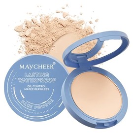 Maycheer Face Powder- Lasting Waterproof Face Powder-Maycheer Setting Powder Oil Absorbing Compact for Face (02, M)