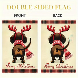 BlissYard Christmas Garden Flag Dachshund Dog Garden Flag 12x18 Double Sided Winter Xmas Holiday Decorative Flag Christmas Yard Porch Farmhouse Banner