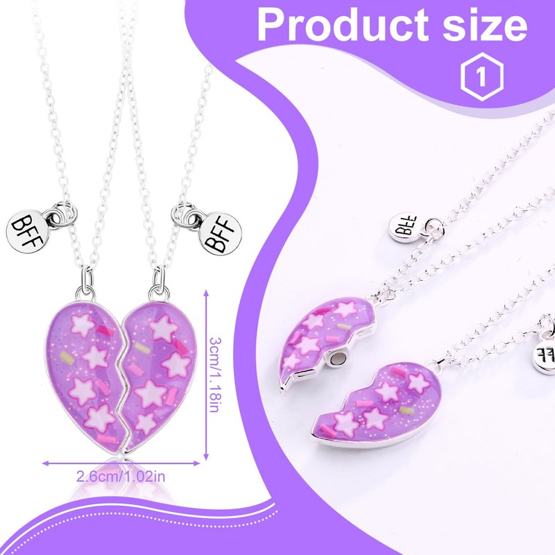 MenYiYDS - 2 PCS BFF NECKLACE FRIENDSHIP NECKLACE PURPLE HEART