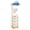 Gold Toilet Paper Holder Stand with Shelf, Freestanding Tissue Roll