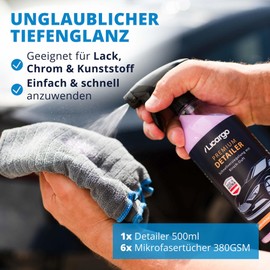 LICARGO® Detailer (500 ml) & 6 x Microfibre Cloths - Incredible Shine & Pearling Effect - Quick Paint Care with Ceramic Seal Car - Quick Detailer Car