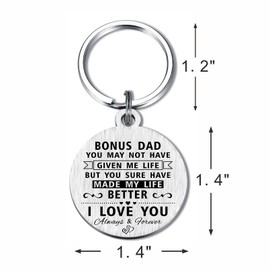 MOQIYXL Bonus Dad Father's Day Gifts, Step Dad Christmas Gifts Keyring, Meaningful Stepdad Birthday Gifts, Thank You for Loving Me As Your Own
