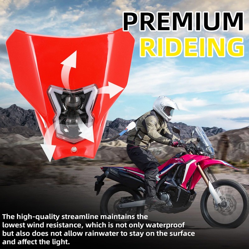 Dirt Bike Headlight,Motorcycle Head Light Universal for CRF450R CRF450L CRF450RX