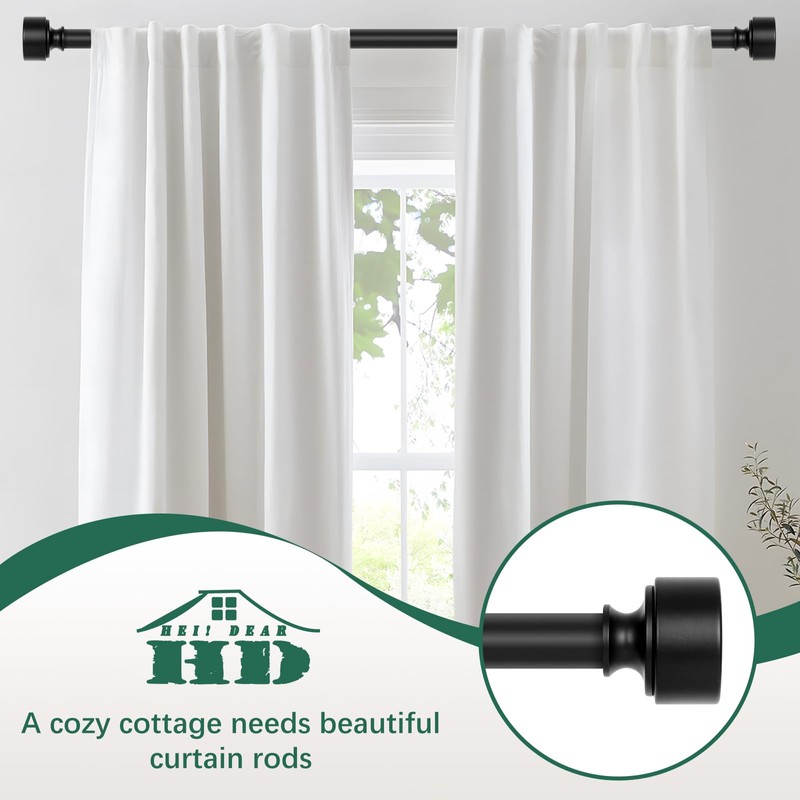 Black Curtain Rods for Windows 72 to 144 Inch(6-12ft), 1