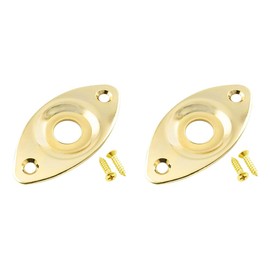 Guitar Jack Plate Output Jack Plate Curved Oval Jack Plate Guitar Accessories Electric Guitar Bass Jack Socket for Electric Guitar Replacement Gold A