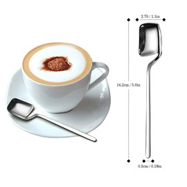 IQCWOOD Demitasse Espresso Spoons, 5.6 Inches Stainless Steel Coffee Spoon, Mini Dessert Tea Honey Ice Cream Spoons, Set of 6
