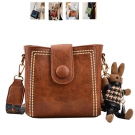 Crossbody Bags for Women Vintage Fashion bucket bag for women With Adjustable Wider Shoulder Strap (Brown)