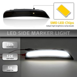 NJSBYL 2pcs Durango LED Side Marker Light Compatible with 2021 2022 2023 2024 Dodg'e Durango Front Bumper Fender Sidemarker Lamp Xenon White Full LED Turn Signal Light Kit Smoke Lens Assembly