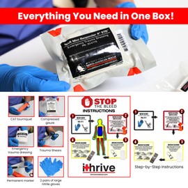 iThrive Medical - Stop The Bleed Trauma Kit - Bleeding Control Kit with CAT Tourniquet & Trauma Shears - Emergency First Aid Kit - Complete Individual First Aid Set (7 Pieces)