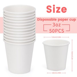 Mnuizu 50 Pack 3 Oz Paper Cups,Disposable Bathroom Cups,Mouthwash Cups,Espresso Cups,Small Paper Cups Ideal for Bathroom,Party,Picnic Etc (White)