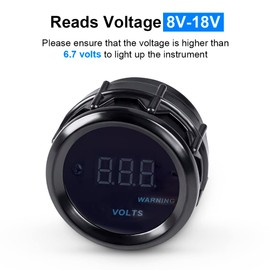 WATERWICH DC12V Voltmeter Blue Digital LED Volt Gauge Voltage Meter Kit 2inches 52mm for Car Truck Vehicle Automotive