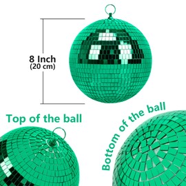 Mirror Ball with Hanging Ring, MUZTOP 8 Inch Disco Ball for Parties DJ Club Stage Wedding Home Decoration, Green