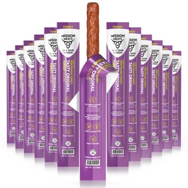 Mission Meats Turkey Sticks – Free Range, Gluten Free, Whole 30, Paleo, Keto Meat Sticks, Sugar Free Jerky Turkey Sticks Individually Wrapped, 1oz (Original, Pack of 48)