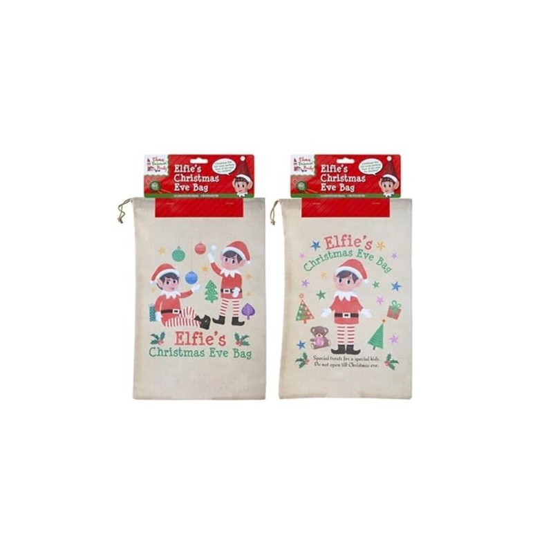 1 x Child Christmas Eve Bag Box Elf Elves Drawstring