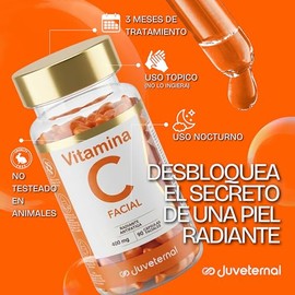 JUVETERNAL Dúo Cápsulas Faciales Vitamina E + Cápsulas Faciales Vitamina C, 90 cápsulas c/u, Antioxidante, Luminosidad y Protección para tu Piel