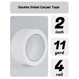 Lichamp Double Sided Carpet Tape 2" x 44 Yards, Hardwood Floors Carpet Tape for Area Rugs On Carpet Tile Rug Stickers Rug Gripper Tape, 11 Yards x 4 Rolls