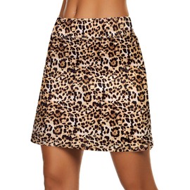 Ekouaer Skorts for Women Active Sport Running Short Two Layer Golf Tennis Skirts Gym Workout Leopard Print