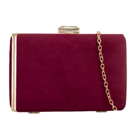UShopUK Faux Suede Hard Case Bridal Prom Wedding Evening Clutch Party Purse Hand Bag (Burgundy)