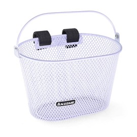 ANZOME Bicycle Basket Children's Bicycle Basket Front with Carry Handle Metal Bicycle Handlebar Basket for Boys and Girls Cute Bicycle Accessories Suitable for All Children's Bicycles