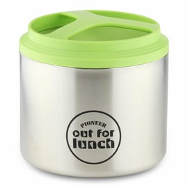 Pioneer Vacuum Insulated Lunch Box, Leak-Proof Food/Soup Flask with Extra Wide Opening, 4 Hours Hot 8 Hours Cold, 18/10 Stainless Steel - Green, 1 Litre