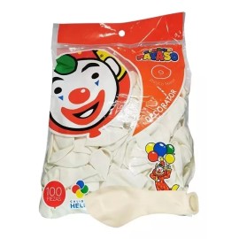 Payaso Globo Payaso N9 Blanco Bolsa De 100 Pzs