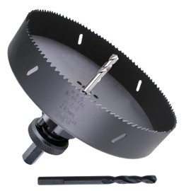 PLG2SUPT 8-1/4” HSS Bi Metal Hole Saw Cutter for Wood Drywall Plastic Aluminum Mild Steel Iron Metal Stainless Steel Heavy Duty Hole Saw Bit with Arbor