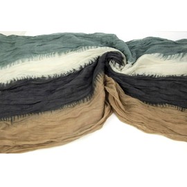 Gloop Women's Scarf Light Long Scarf with Colour Gradient Various Colours, Light Green Khaki Grey