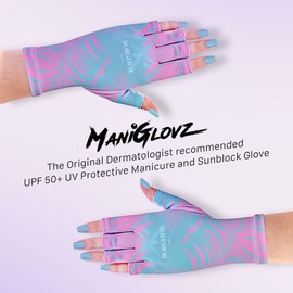 ManiGlovz - Guantes originales anti UV/LED UPF 50+ para manicura de gel, conducción, protección solar, guantes sin dedos que protegen la piel del sol y la lámpara de uñas, mármol negro