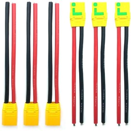 3 Pairs Amass XT90S XT90 Wire XT-90S XT 90 Plug Male and Female Connector 150mm 10AWG Silicon Wire for RC Lipo Battery FPV Racing Drone