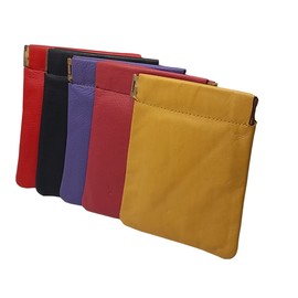 AKSHIDE Mens Ladies Real Leather Coin Pouch Wallet,SNAPTOP Purse,Click CLACK AKS-CC-1 (Pink)