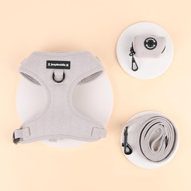 Luxury Tweed Harness Set, 3 Pieces: Adjustable Harness, Lead, Poop Bag Holder, Washable (Medium)