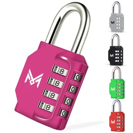 MERCURYAL Padlock Combination - Lock Lock - Security 4 Numbers - 1/2 UDS in Black Colour - Padlock Suitcase, Gym, Boxing, Gym (1 Unit, Pink)