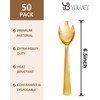YOUBET 50Pcs Gold Plastic Spoons - Heavy Duty Plastic Spoons