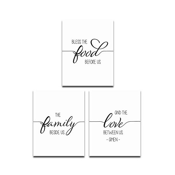 Food, Family, Love Prayer - Set of 3-11x14 Unframed Typography