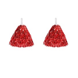 Naisfei Cheerleader Pompoms, Pack of 2 Large Cheerleading Captain Pompoms for Sports, Pom Poms, Cheerleading, Pom Poms Made of Metal Foil, for Sports Events, Dance, Hen Party (Red)