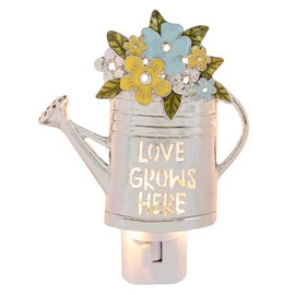 Ganz Switch Operated Night Light LED Plug in for Hallway Bedroom or Bathroom 5 Inch Zinc Watering Can Love Grows Here