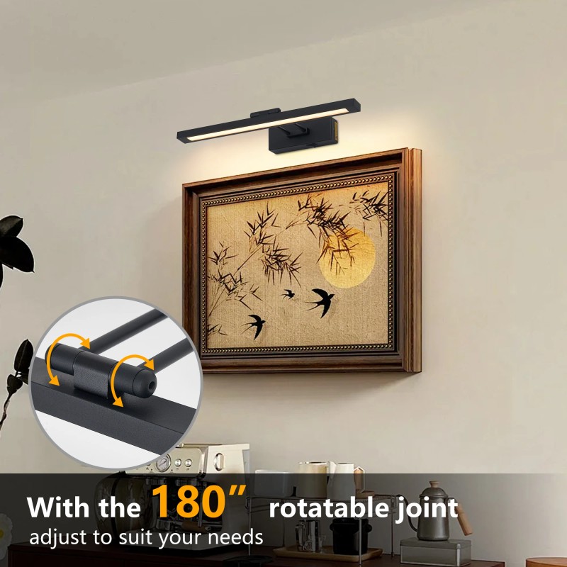 Picture Light Battery Operated with Remote, LED Black Art Lights