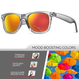 Retro Rewind Translucent Frame Colorful Neon 80s Sunglasses for Men Women - Reflective Mirrored Lens