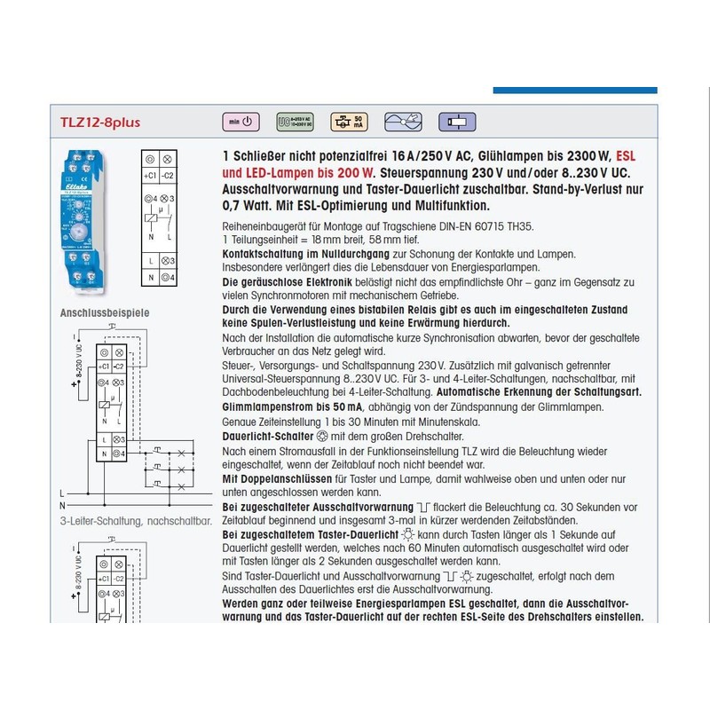 Eltako Staircase Lighting Timer TLZ128PLUS Staircase Lighting Timer 4010312401613