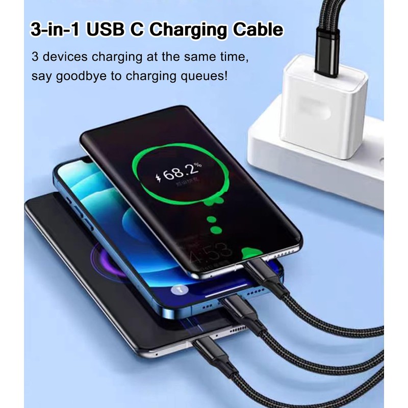 AKWOR USB C Splitter Charging Cable for Multiple Devices, 60W