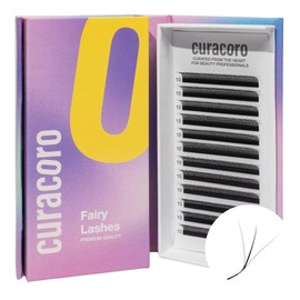 Curacoro Fairy Volume Lash Extensions 3D - 0.7mm Thickness C Curl 12mm Length, Premium Matte Black Individual Eyelashes Tray, Professional Supplies Use